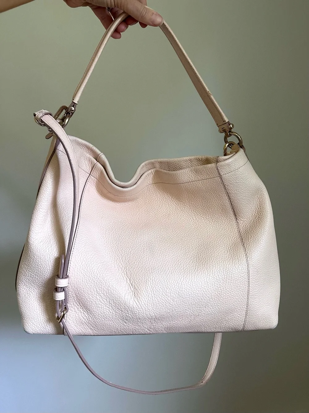 Coach Scout Pebbled Leather Hobo Bag - Pale Pink Gold Tone Workwear Tote Purse